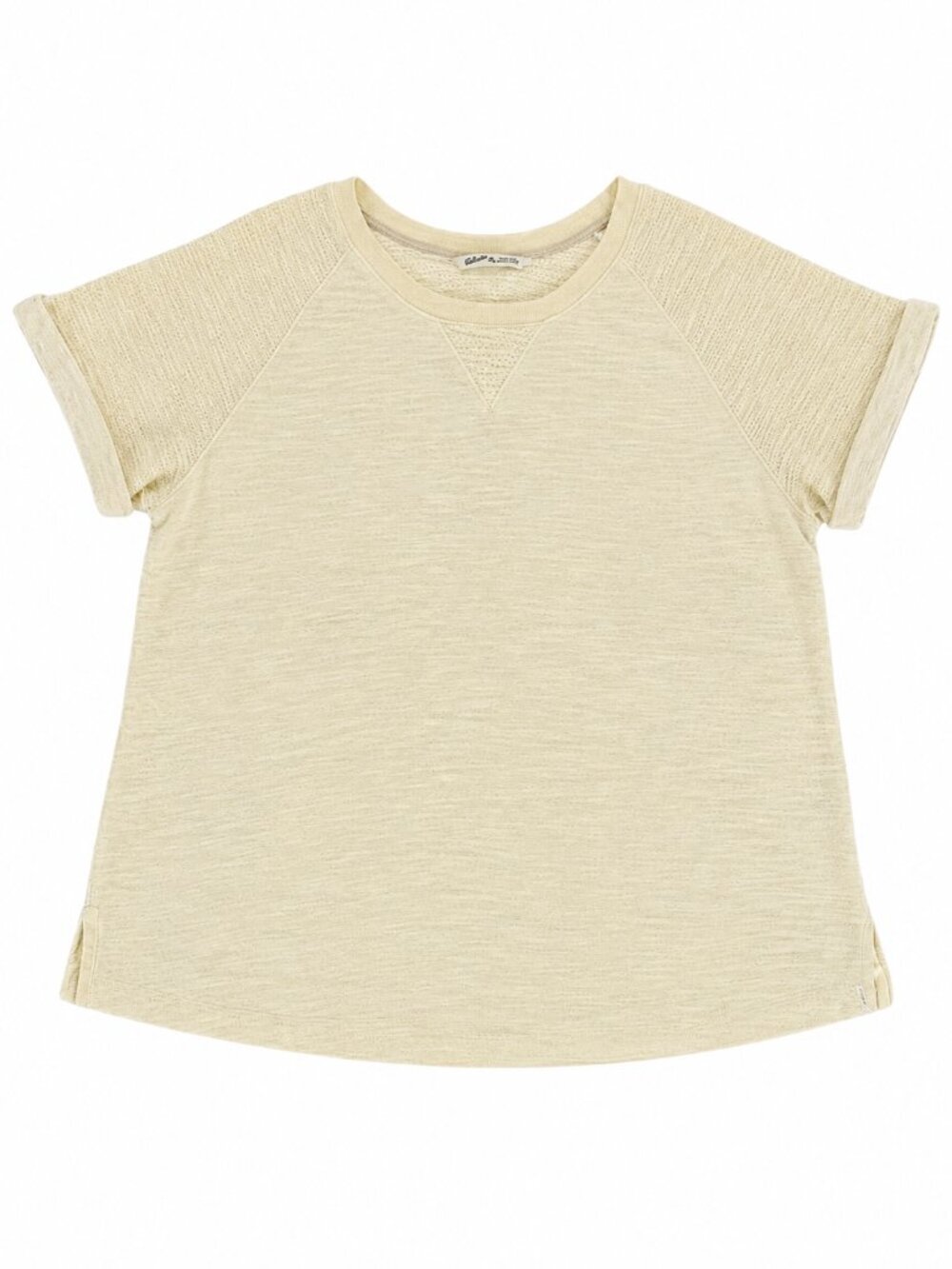 Woolrich Cotton Blend Textured Cream Women’s 2XL Short Sleeve Top Casual